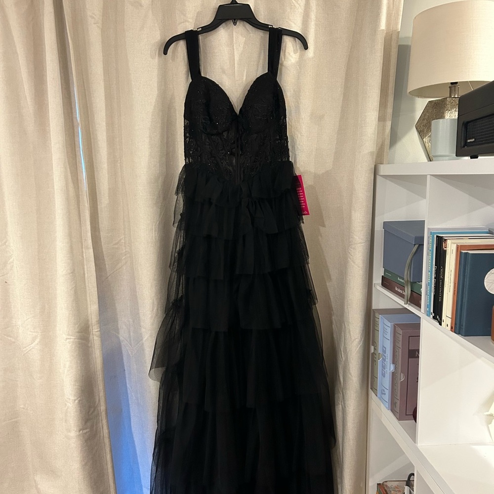 Black Ruffle Prom Dress- NEW WITH TAGS